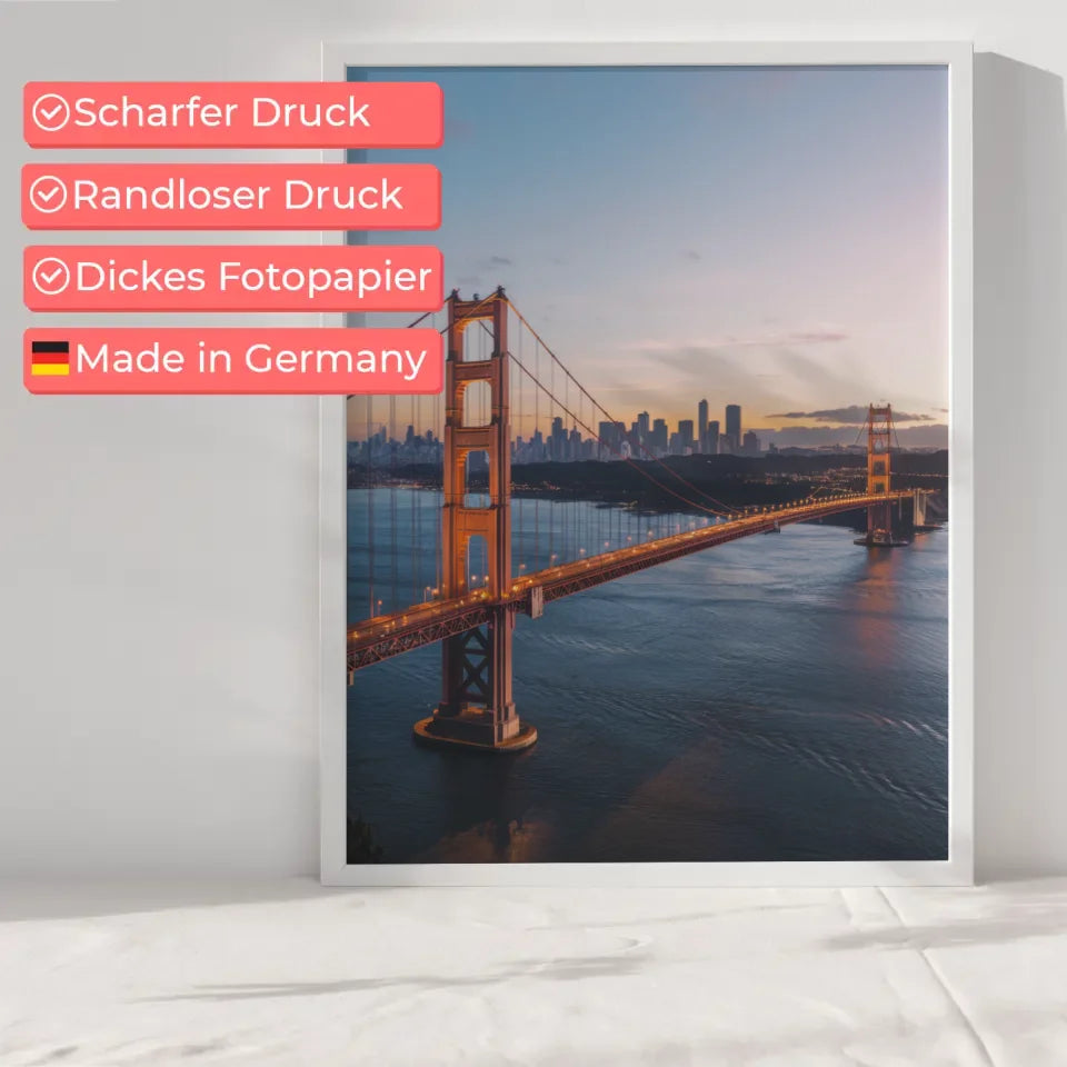 Poster Golden Gate Bridge Panorama Bild zur Golden Hour 6
