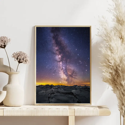 Atemberaubender Nachthimmel Poster mit Milchstraße und Bergketten 4
