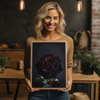 Schwarze Rose Poster mit tiefroten Kontrasten für Romantik 2