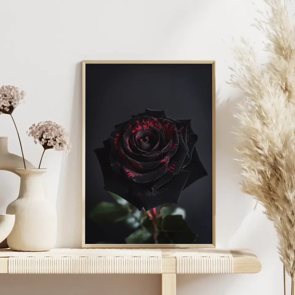 Schwarze Rose Poster mit tiefroten Kontrasten für Romantik 4
