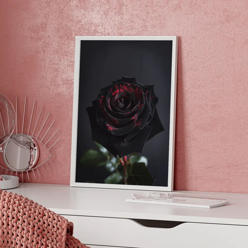 Schwarze Rose Poster mit tiefroten Kontrasten für Romantik 5