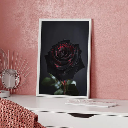 Schwarze Rose Poster mit tiefroten Kontrasten für Romantik 5