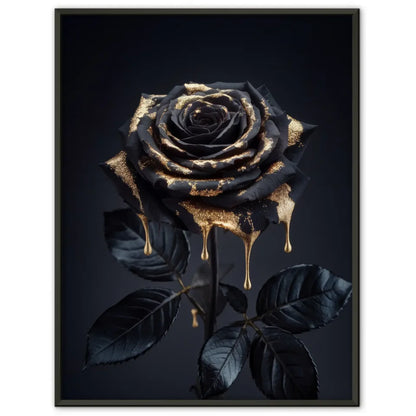 Schwarze Rose Poster mit goldenem Glanz 1
