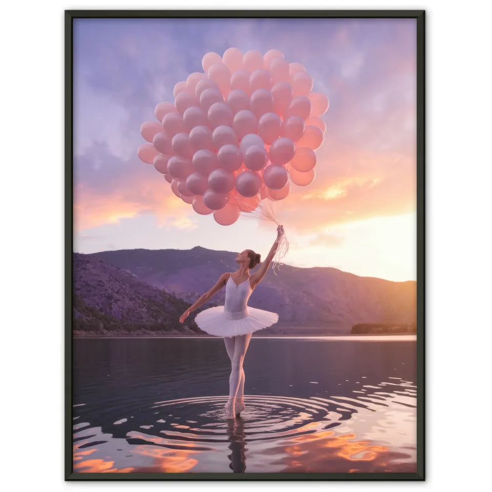 Ballerina Poster mit pastellfarbenem Sonnenuntergang 1