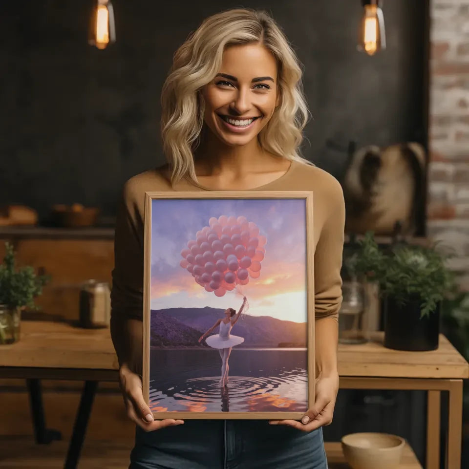 Ballerina Poster mit pastellfarbenem Sonnenuntergang 2