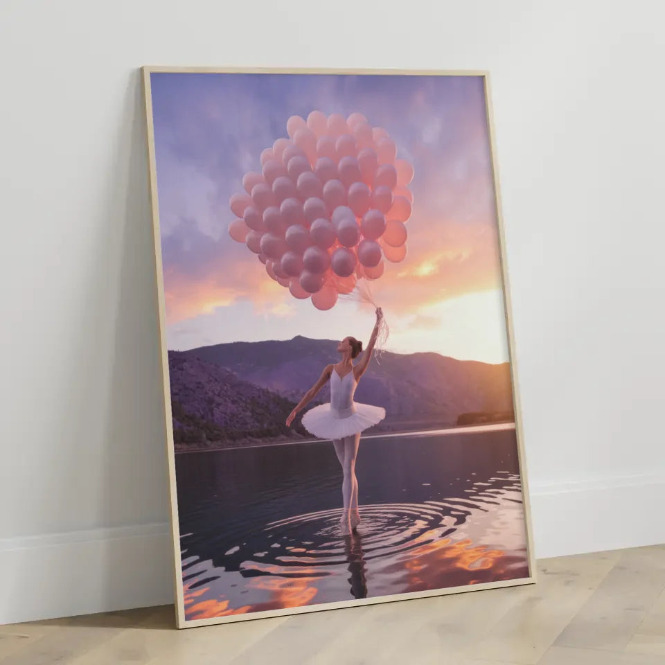 Ballerina Poster mit pastellfarbenem Sonnenuntergang 3