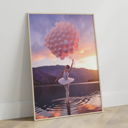 Ballerina Poster mit pastellfarbenem Sonnenuntergang 3