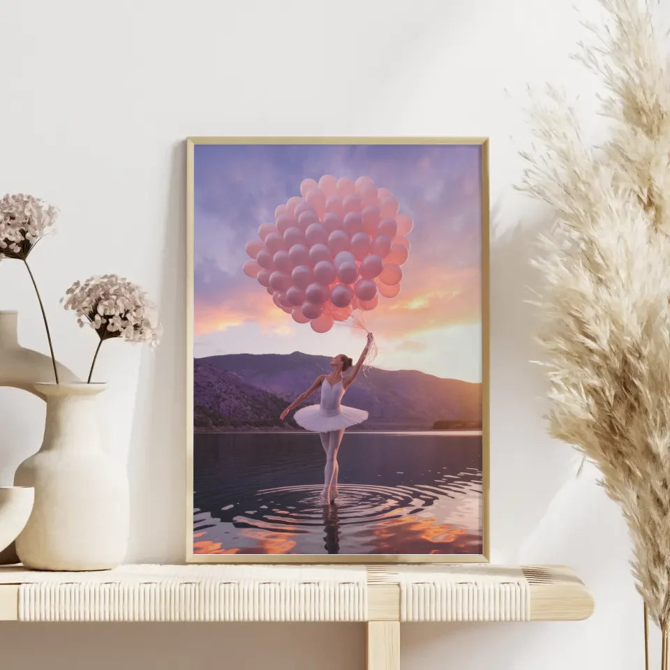 Ballerina Poster mit pastellfarbenem Sonnenuntergang 4