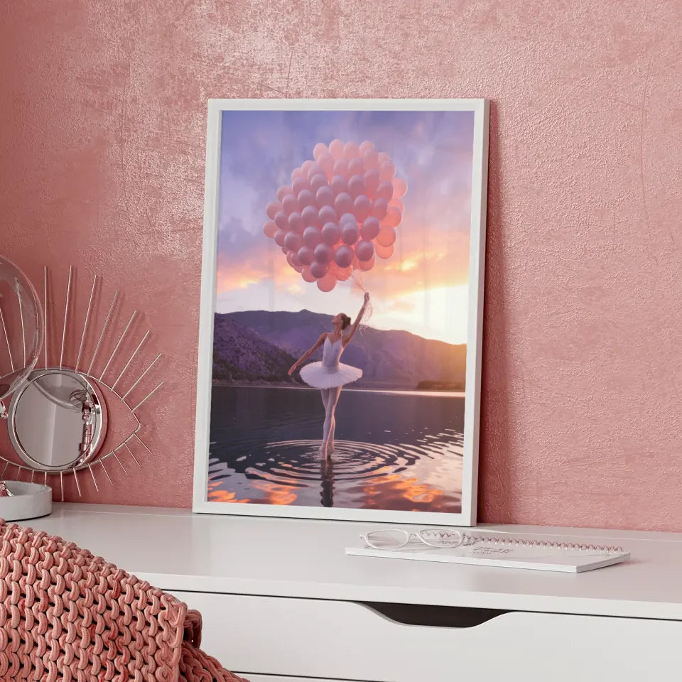 Ballerina Poster mit pastellfarbenem Sonnenuntergang 5