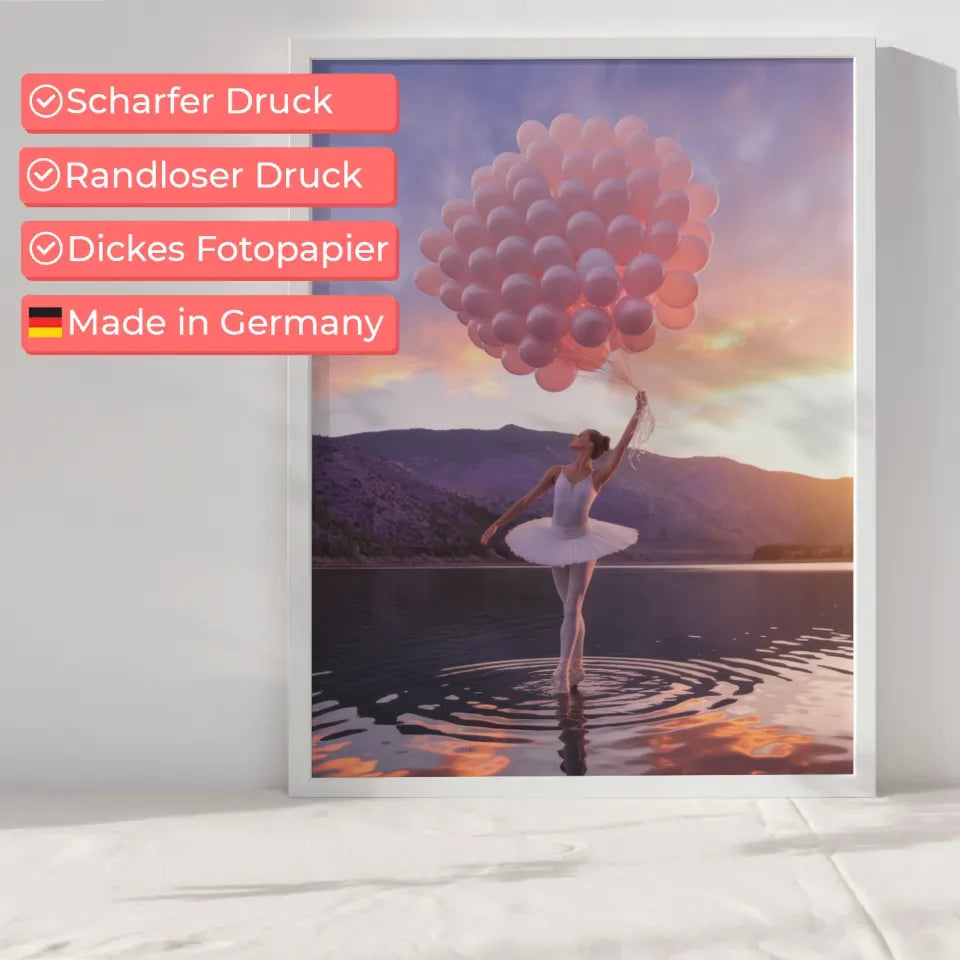 Ballerina Poster mit pastellfarbenem Sonnenuntergang 6