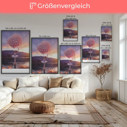 Ballerina Poster mit pastellfarbenem Sonnenuntergang 7