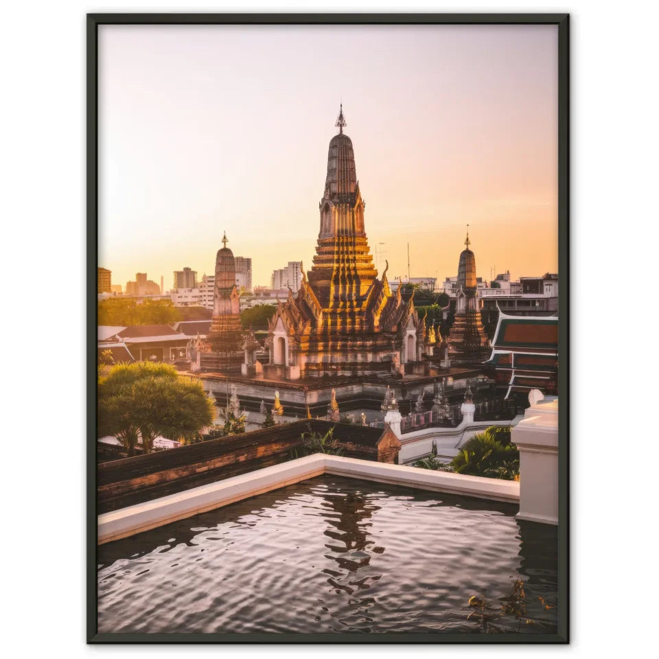 Poster Wat Phra Kaew Thailand Panorama Bild zur Goldenen Stunde 1