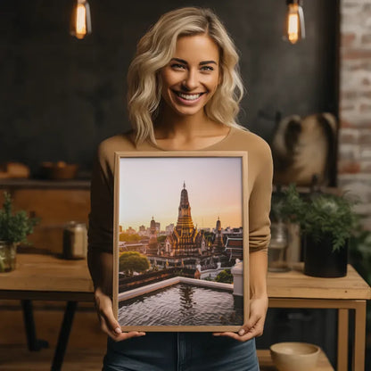 Poster Wat Phra Kaew Thailand Panorama Bild zur Goldenen Stunde 2