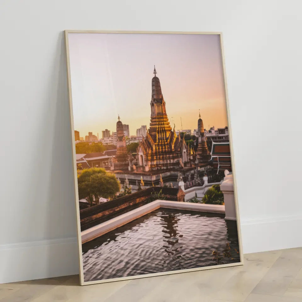 Poster Wat Phra Kaew Thailand Panorama Bild zur Goldenen Stunde 3