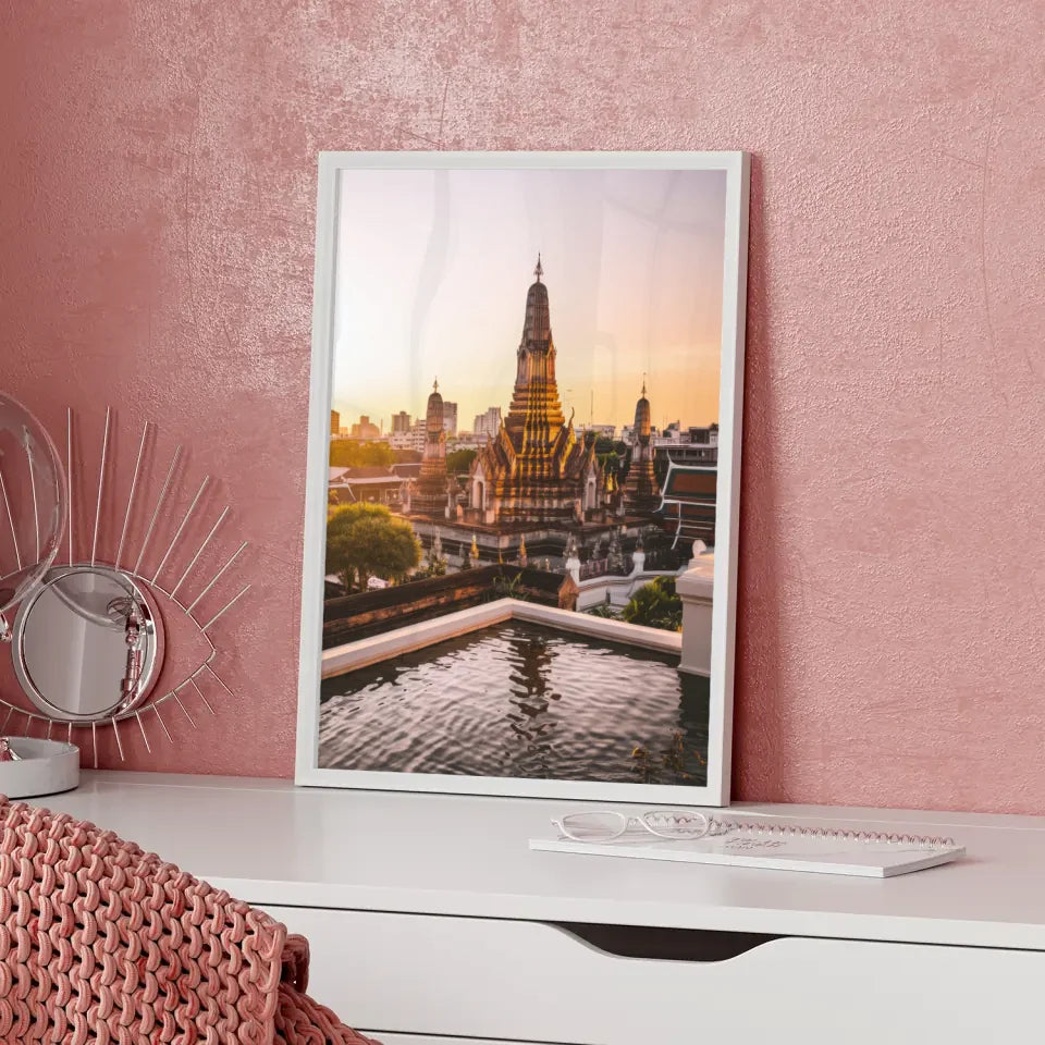 Poster Wat Phra Kaew Thailand Panorama Bild zur Goldenen Stunde 5