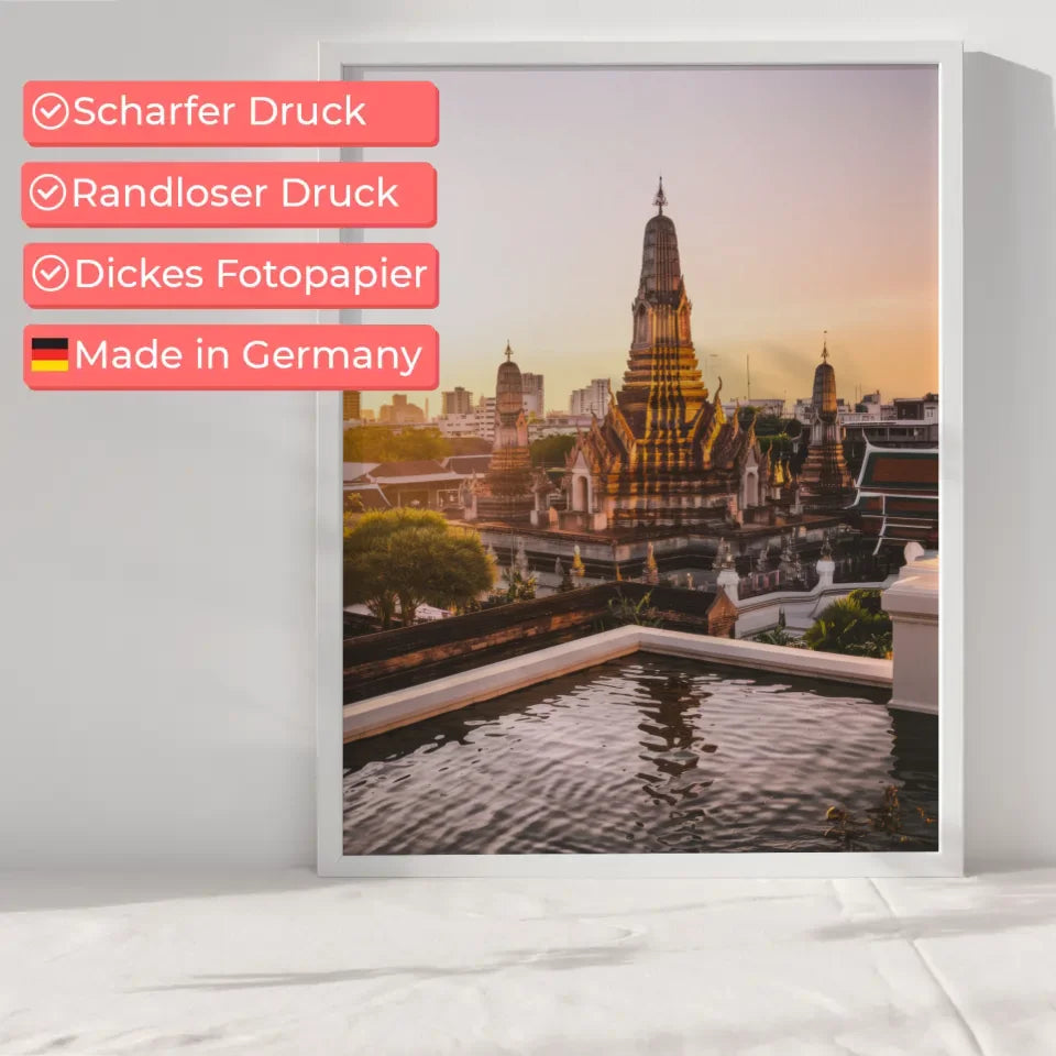 Poster Wat Phra Kaew Thailand Panorama Bild zur Goldenen Stunde 6