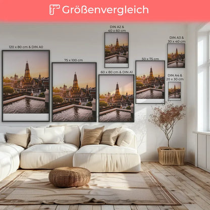 Poster Wat Phra Kaew Thailand Panorama Bild zur Goldenen Stunde 7