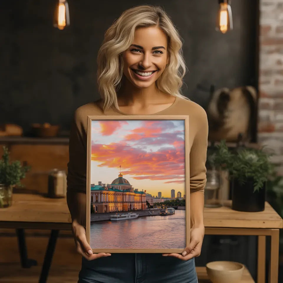 Panorama Bild Poster Eremitage Sankt Petersburg Goldene Stunde 2