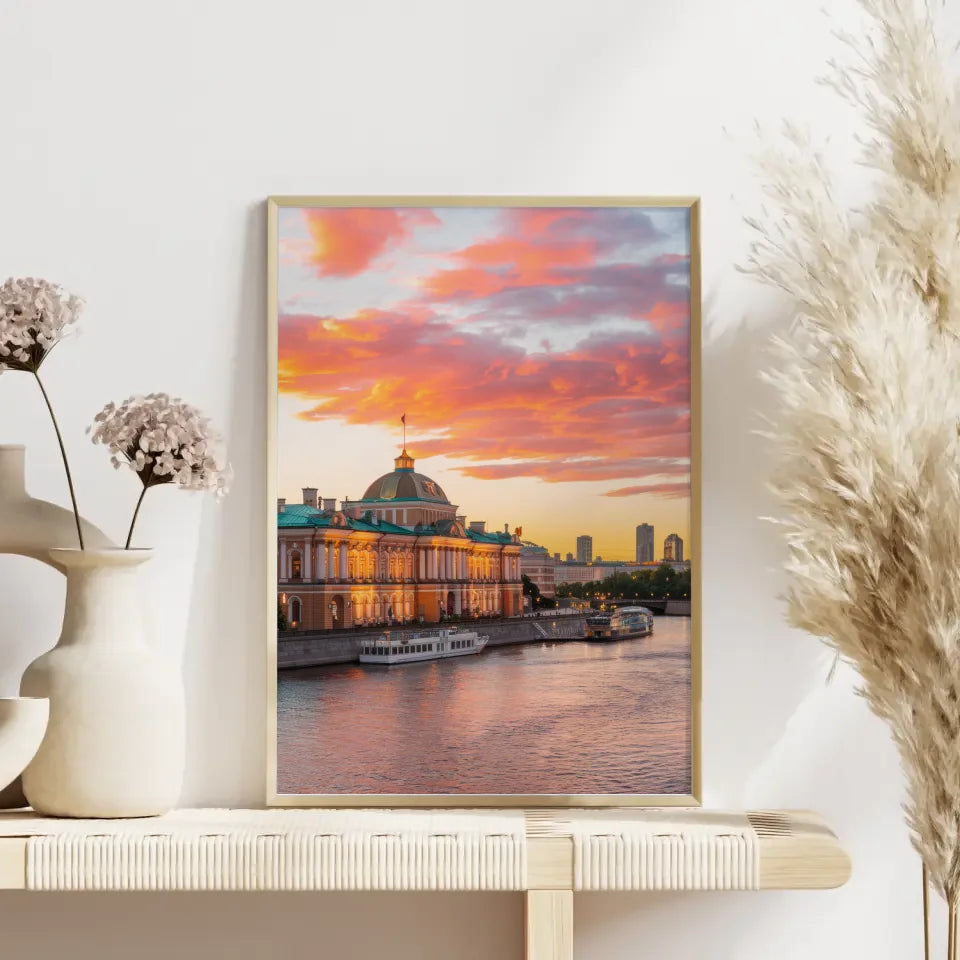 Panorama Bild Poster Eremitage Sankt Petersburg Goldene Stunde 4