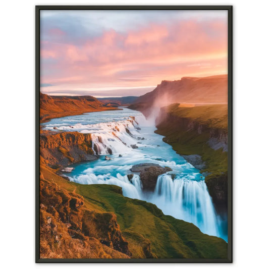 Gullfoss Wasserfall Poster im goldenen Licht der Dämmerung 1