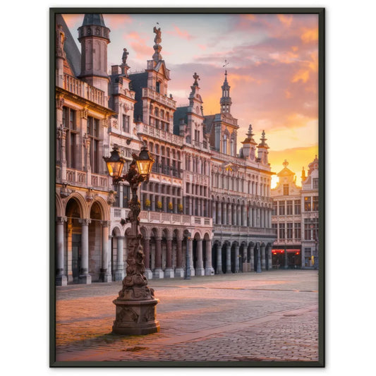 Poster Grand Place Belgien Panorama Bild zur Golden Hour 1