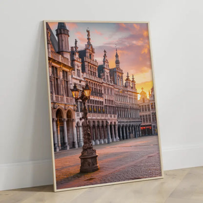 Poster Grand Place Belgien Panorama Bild zur Golden Hour 3