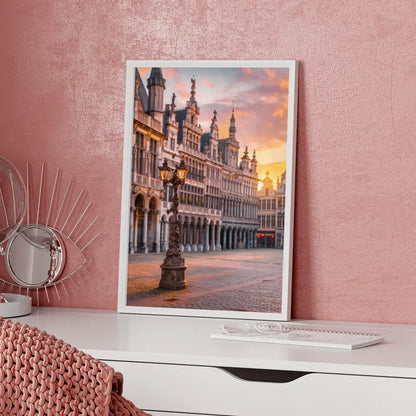 Poster Grand Place Belgien Panorama Bild zur Golden Hour 5