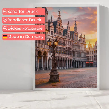 Poster Grand Place Belgien Panorama Bild zur Golden Hour 6