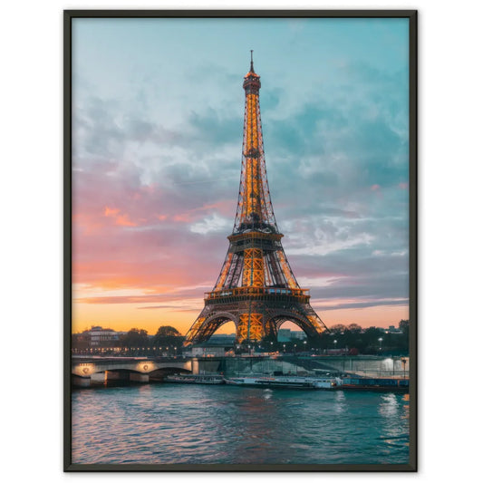 Poster Eiffelturm Paris zur Goldenen Stunde im Panorama Format 1