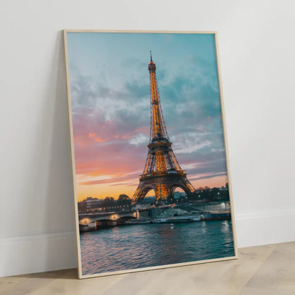 Poster Eiffelturm Paris zur Goldenen Stunde im Panorama Format 3