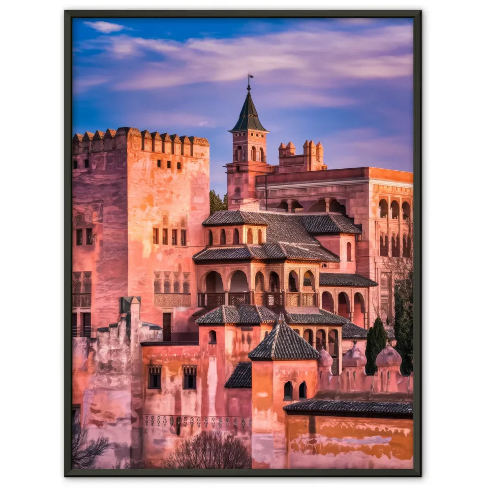 Poster Alhambra Spanien Panorama Bild zur goldenen Stunde 1