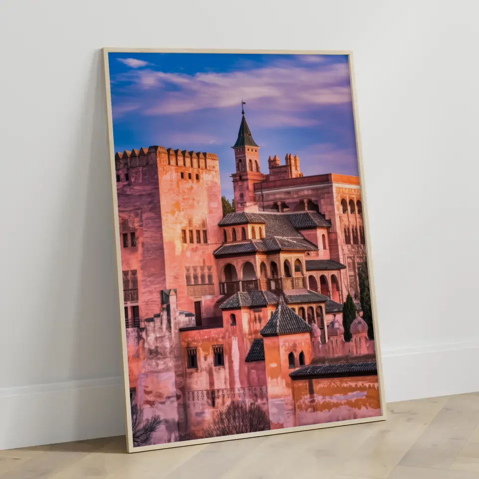Poster Alhambra Spanien Panorama Bild zur goldenen Stunde 3