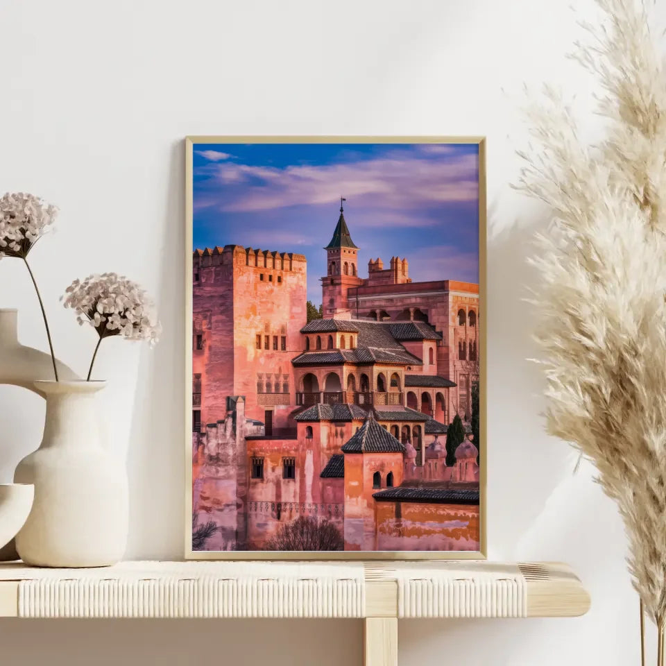 Poster Alhambra Spanien Panorama Bild zur goldenen Stunde 4