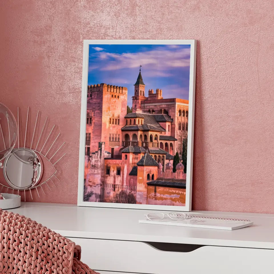 Poster Alhambra Spanien Panorama Bild zur goldenen Stunde 5