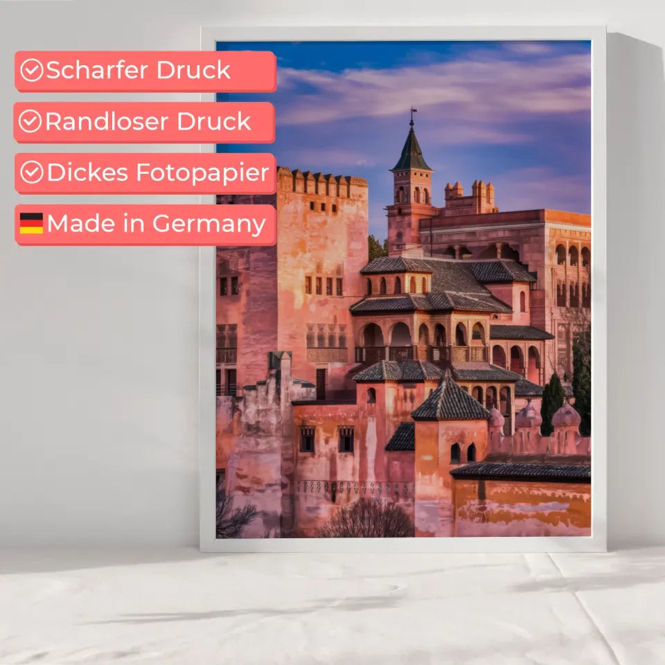 Poster Alhambra Spanien Panorama Bild zur goldenen Stunde 6