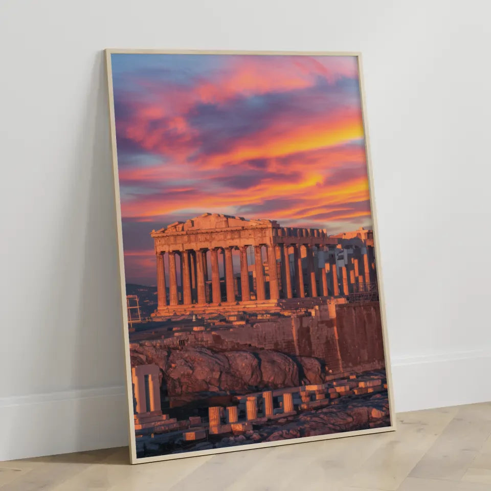 Poster Akropolis Griechenland Panorama Bild zur Goldenen Stunde 3