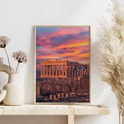 Poster Akropolis Griechenland Panorama Bild zur Goldenen Stunde 4