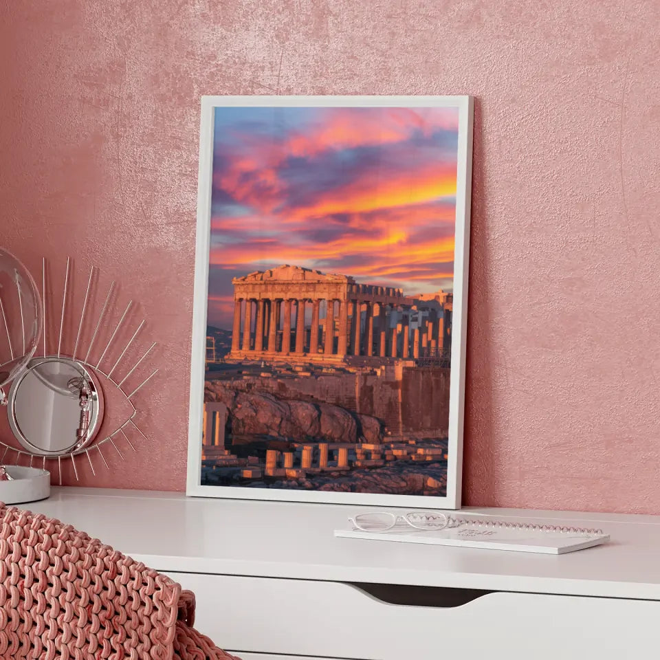 Poster Akropolis Griechenland Panorama Bild zur Goldenen Stunde 5