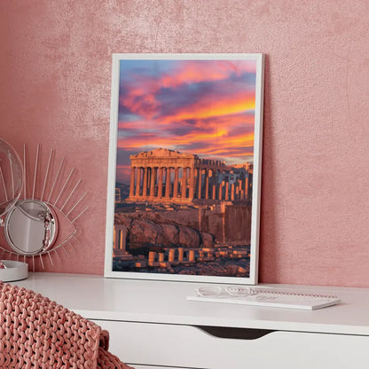 Poster Akropolis Griechenland Panorama Bild zur Goldenen Stunde 5