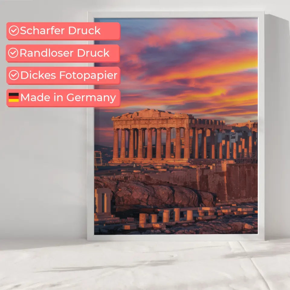 Poster Akropolis Griechenland Panorama Bild zur Goldenen Stunde 6