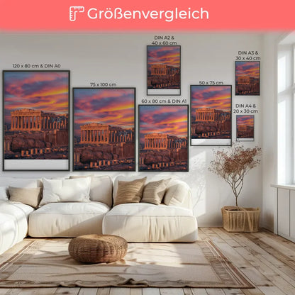 Poster Akropolis Griechenland Panorama Bild zur Goldenen Stunde 7