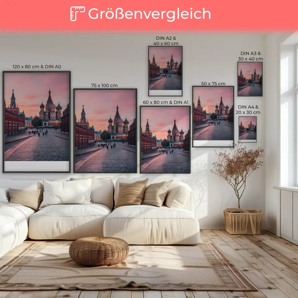 Minimalistisches Poster mit skandinavischer Boho-Tonvase auf Holzoberfläche – Inspired by Russland.