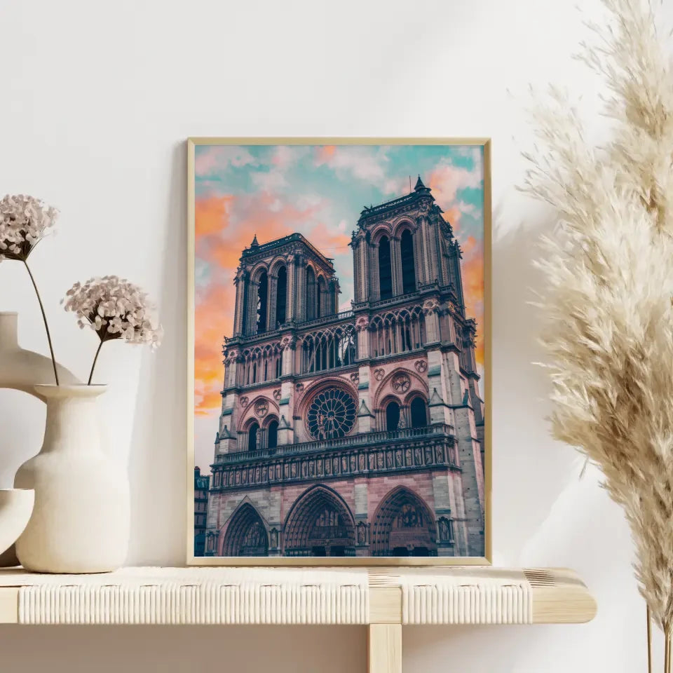 Skandinavische Boho Poster mit abstrakter Tonvase – Minimalistisches Design für Frankreich