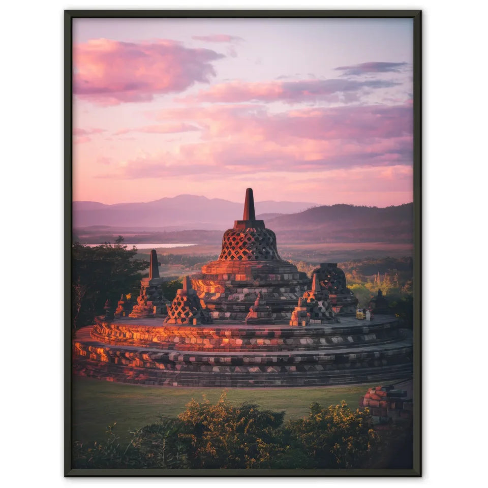 Poster Borobudur Indonesien Panorama Bild Golden Hour 1
