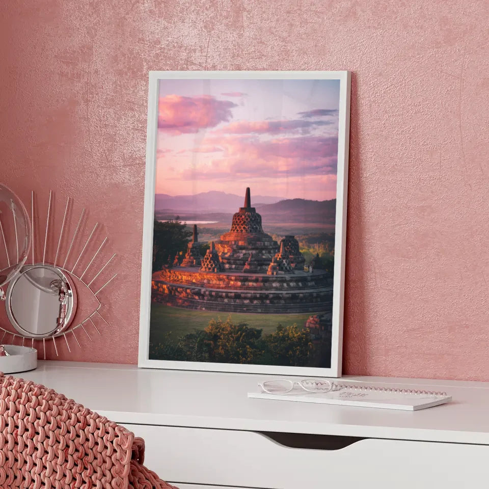 Poster Borobudur Indonesien Panorama Bild Golden Hour 5