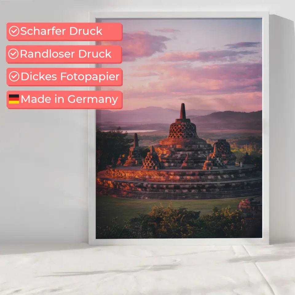 Poster Borobudur Indonesien Panorama Bild Golden Hour 6
