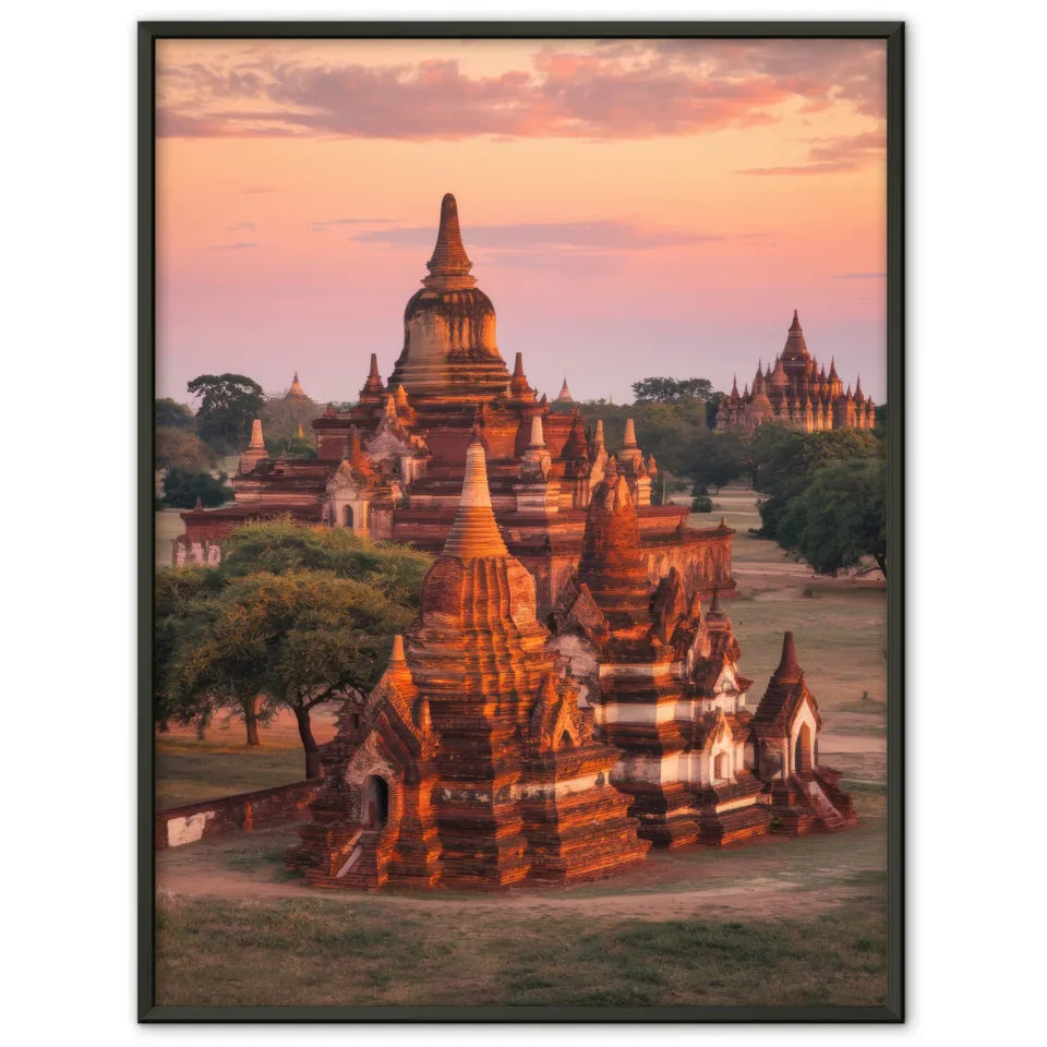 Panorama Bild Poster Bagan Myanmar zur Goldenen Stunde 1