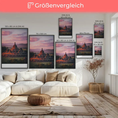 Poster Borobudur Indonesien Panorama Bild Golden Hour 7