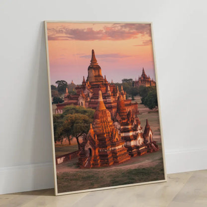 Panorama Bild Poster Bagan Myanmar zur Goldenen Stunde 3