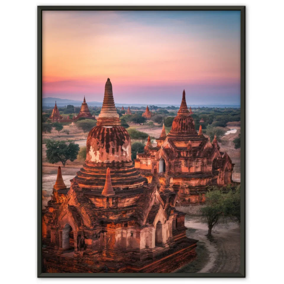 Poster Bagan Myanmar Panorama Bild zur Golden Hour 1